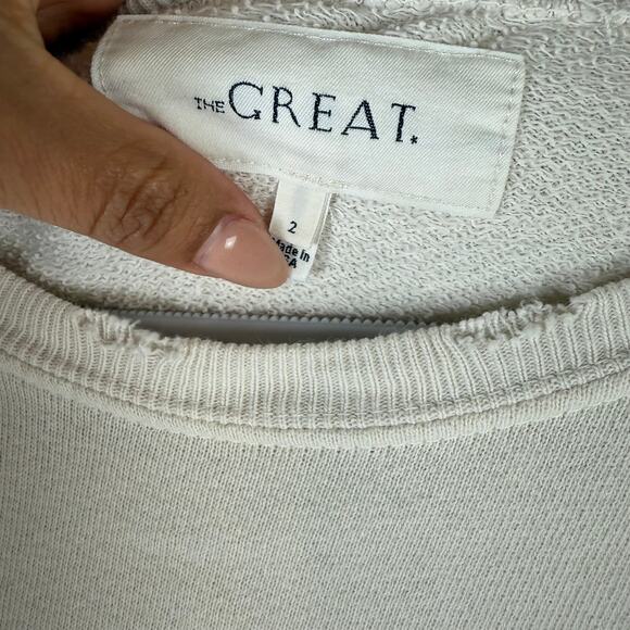 THE GREAT Pullover Crew Neck Sweatshirt Bishop Sleeve Stud Trim Size 2 - Picture 3 of 7